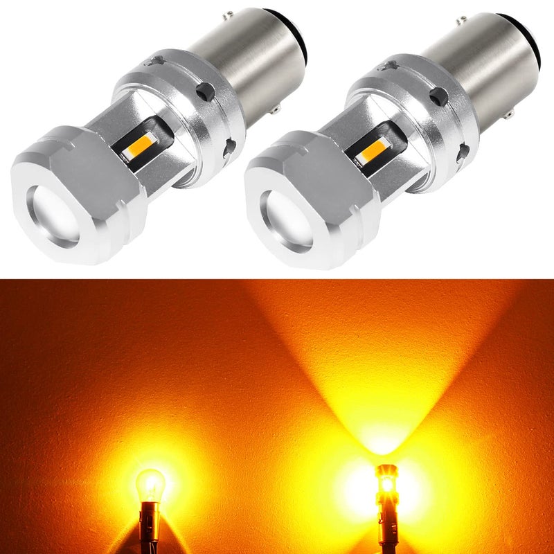 PHINLION 1157 7528 Amber LED Turn Signal Light Bulbs Super Bright 2057 2357 2397 3496 LED Bulb for Blinker and Parking Lights, Amber Yellow - Image 1